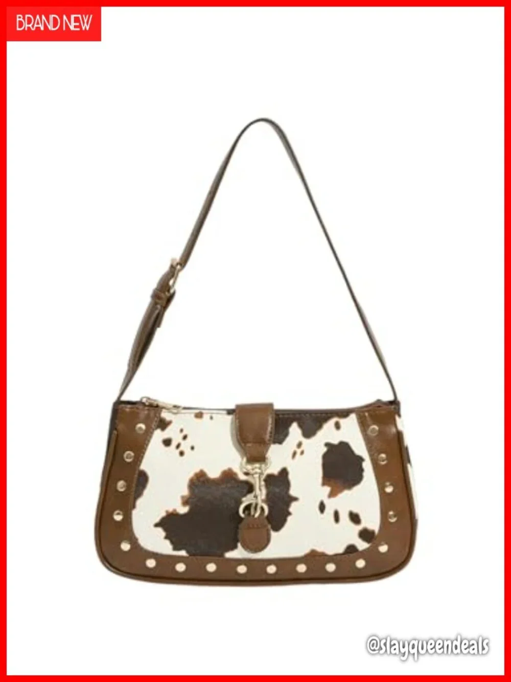 Vintage Y2K Cowgirl Hobo Bag Faux PU Leather Zipper Clutch Purse Shoulder Bag